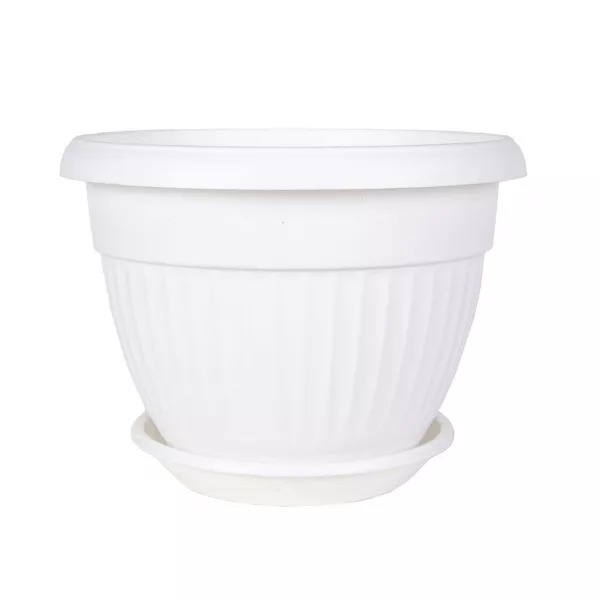 Кашпо Флора 20 с/п 2,6л белый (Техпласт)