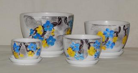 Горшок керамич Сакура синяя 0,35л (Белорусия)