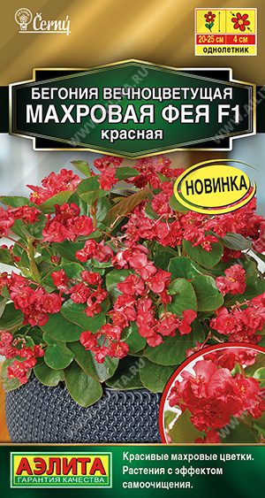 Бегония Махровая Фея красная F1 5шт ц/п (Аэлита) Новинка