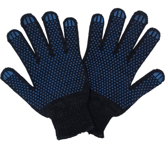 Перчатки трикотажные 6-нитей с ПВХ 10кл Черные (ТекстКонтракт) 10/200