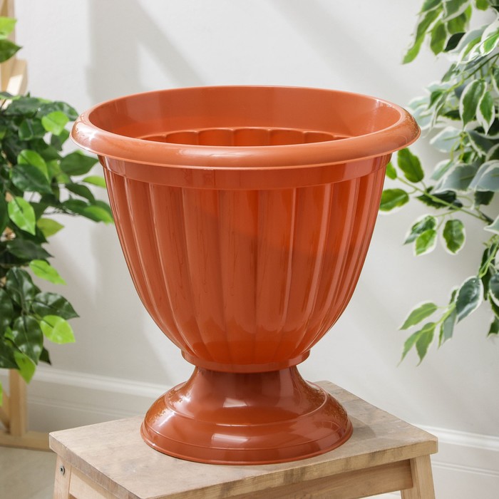 Кашпо Жасмин 12л коричневый низкая ножка БШ1557 (Альтернатива) 