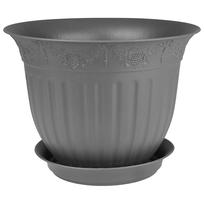 Кашпо Виноград 26 с/п 4л антрацит (Техпласт)
