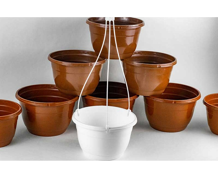 Кашпо подвесное твердое 3,7л коричневый без подвеса (Амина) 2/100