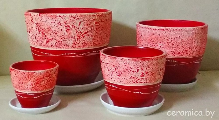 Горшок керамич Фактура красная 0,4л (Беларусь)