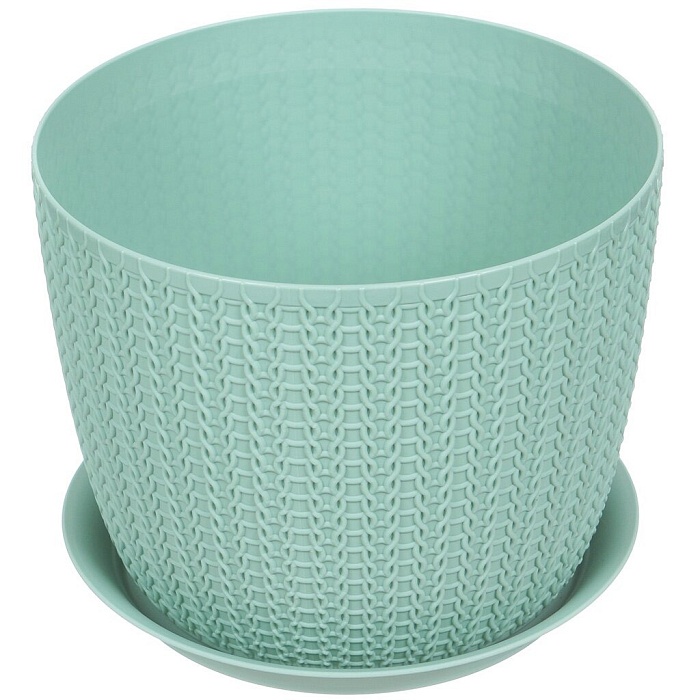 Кашпо Вязание 21 с/п  4,5л фисташковый (М Пласт)