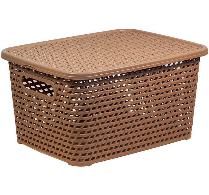 Ящик Ротанг с крышкой коричневый 280х185х126 М3272 (М пласт) 
