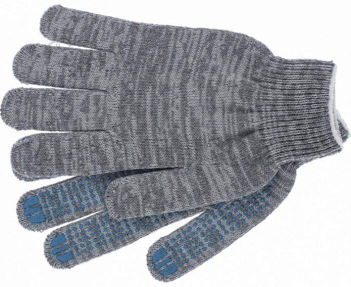 Перчатки трикотажные 6-нитей с ПВХ 10кл ЛЮКС Серые (ТекстКонтракт) 10/200