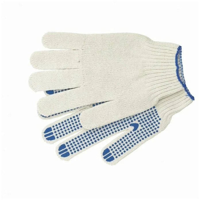 Перчатки трикотажные 4-нити с ПВХ Точка 10кл графит/белый в асс.(ТекстКонтракт) 10/200 10/200